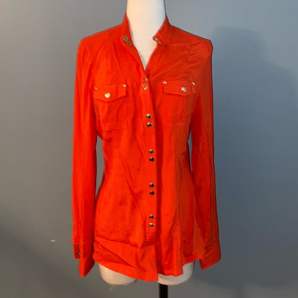 Orange Cache Button Down